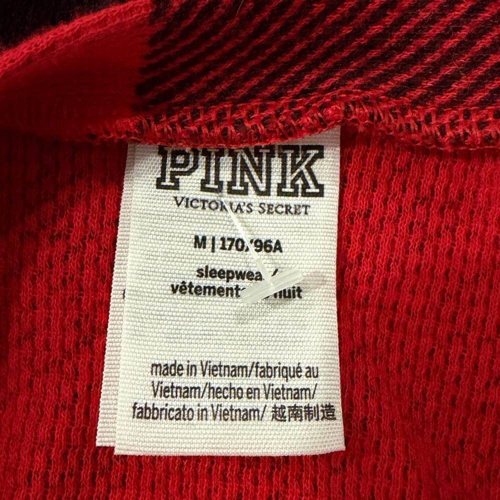 Victoria’s Secret PINK Buffalo Plaid Thermal Sleepwear Romper. Size Medium. - Picture 9 of 11